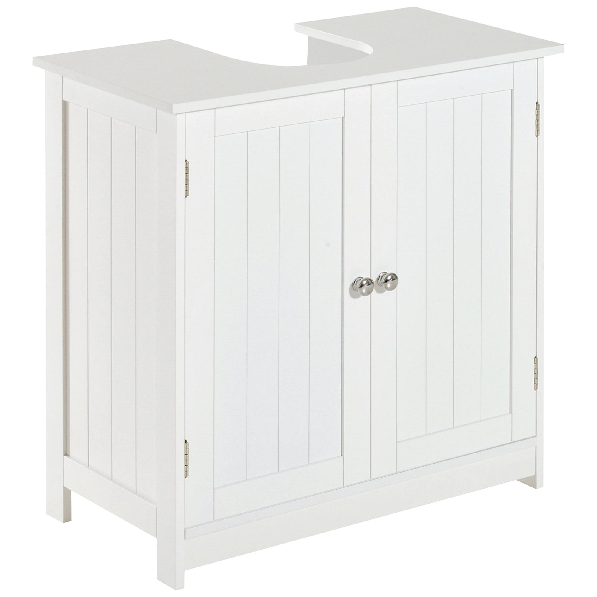 Front. Homcom - 24” Pedestal Sink Bathroom Vanity Cabinet - White.