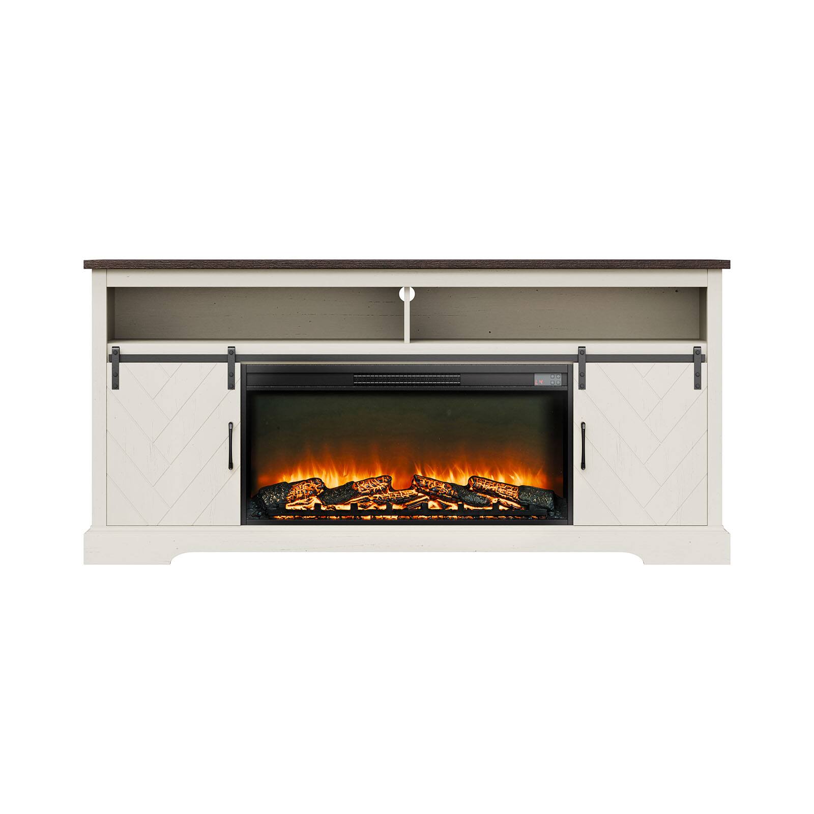Alt View 5. VEVOR - Fireplace TV Stand, Farmhouse Fireplace TV Stand for TVs up to 80 inch, Farmhouse Entertainment Center - White.