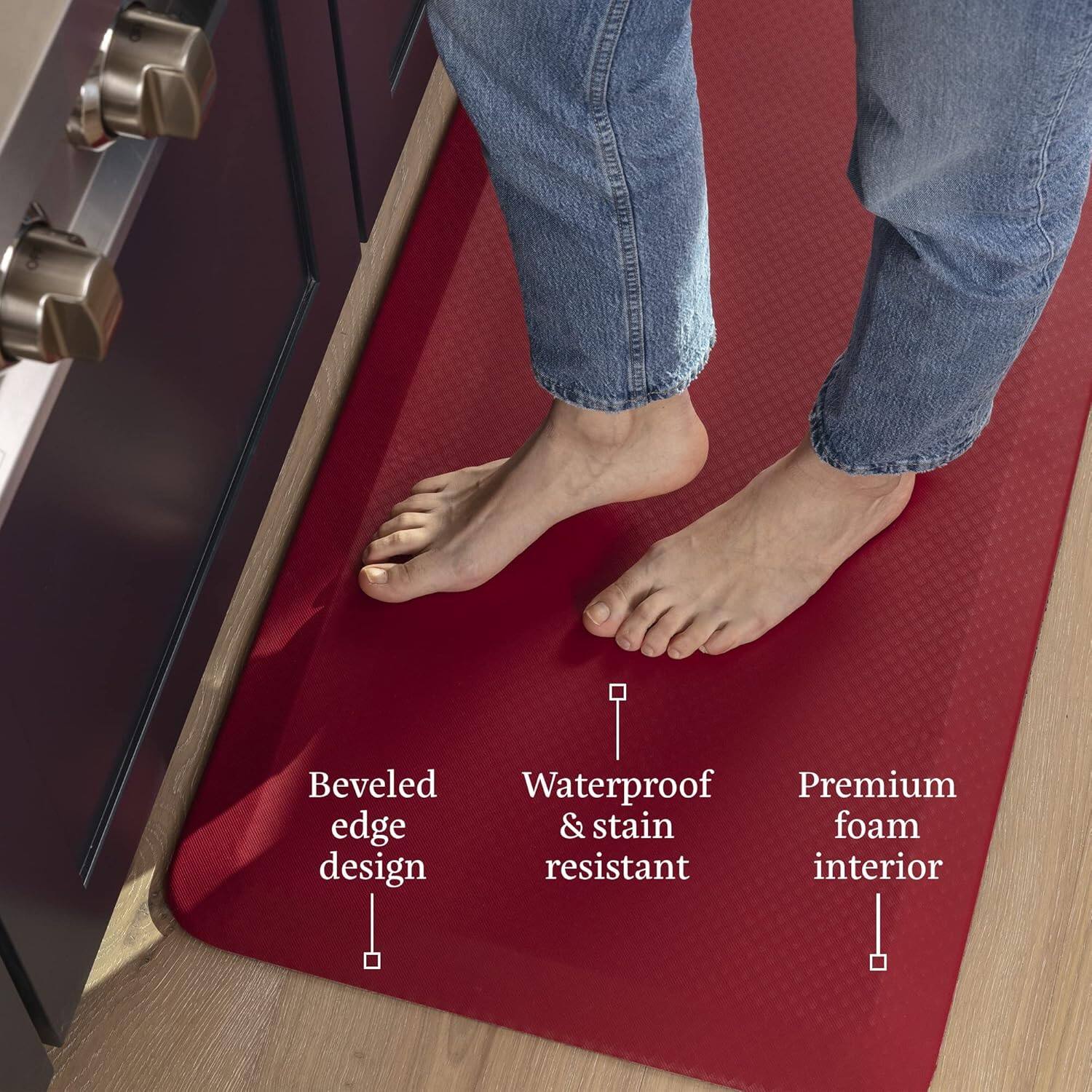 Beveled edge design  
Waterproof & stain resistant  
Premium foam interior