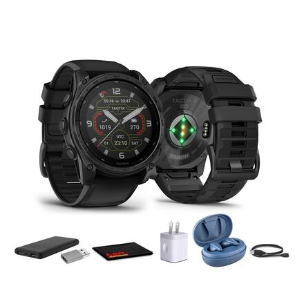 Sure, here is the corrected and grouped text from the image:
**Watch Display:**
- 05:56 20:47
- TACTIX
- 1019
- 270
- UTC 01 23:10 SAT
- GARMIN
**Watch Back:**
- TACTIX 8 SOLAR
- GARMIN
- 123456789
- HIRIS EAE
**Included Accessories:**
- GARMIN
- USB-C
- USB-C
- USB-C
- USB-C
- USB-C
- USB-C
- USB-C
- USB-C
- USB-C
- USB-C
- USB-C
- USB-C