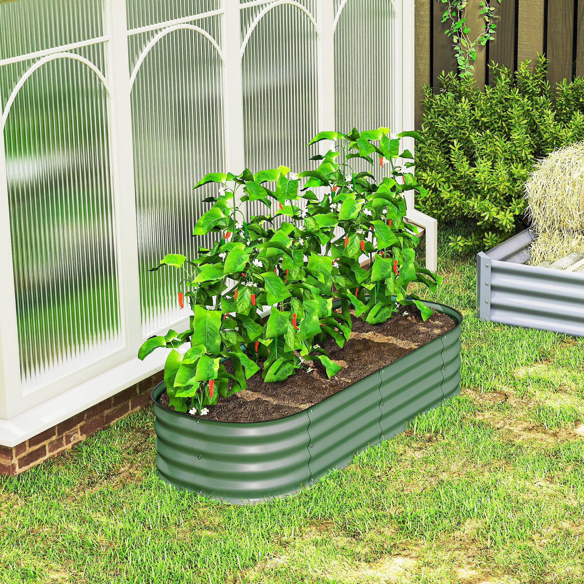 Alt View 7. Outsunny - x 2' x 1' Galvanized Raised Garden Bed Kit - Green.