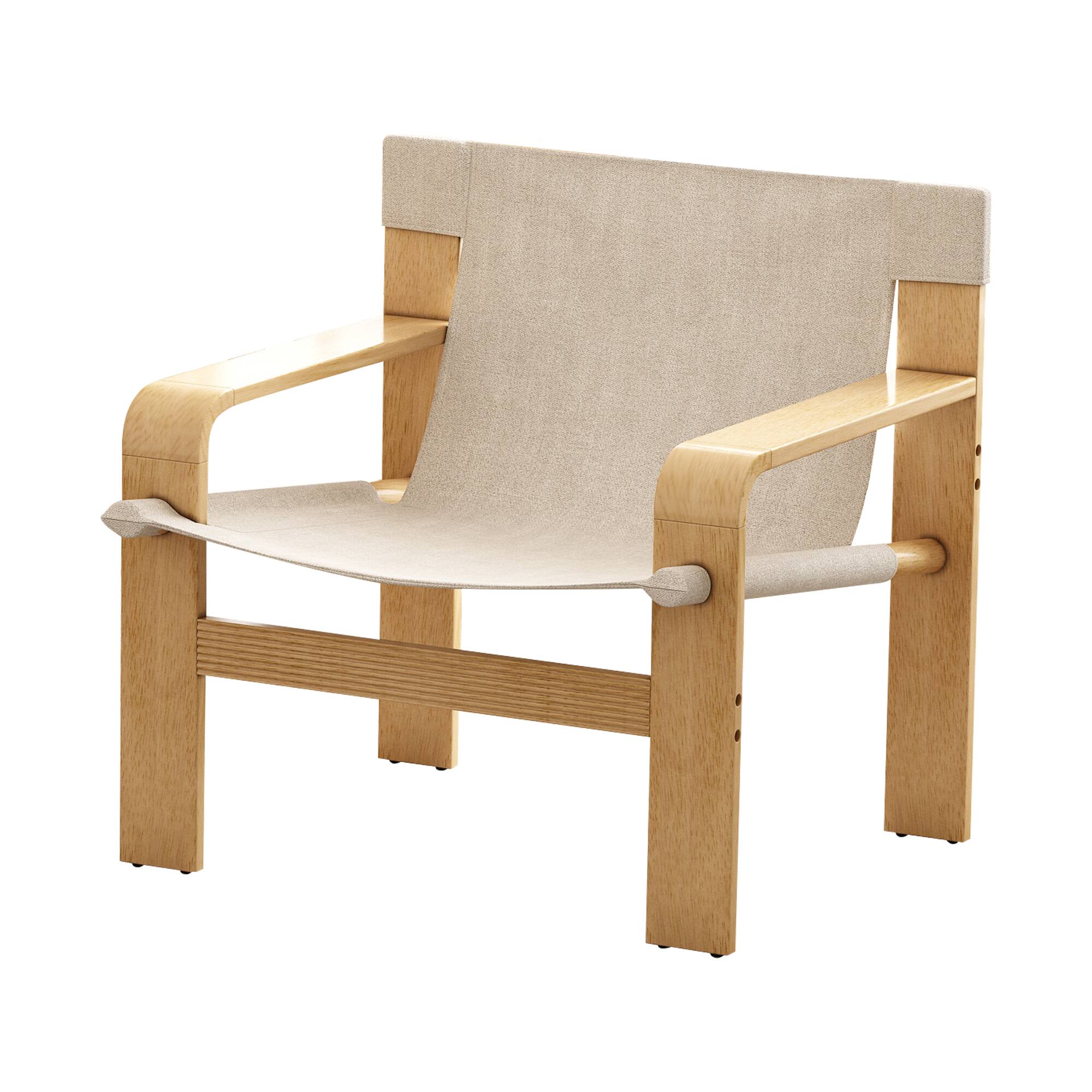 Alt View 10. Ecooso - Detachable and Washable Oak Accent Chair Wide Armrest Mid-Century Lounge Chair Linen Fabric Armchair & Solid Wood Frame - White.