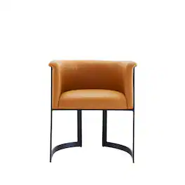 Manhattan Comfort - Corso Modern Metal Vegan Leather Dining Chair - Camel