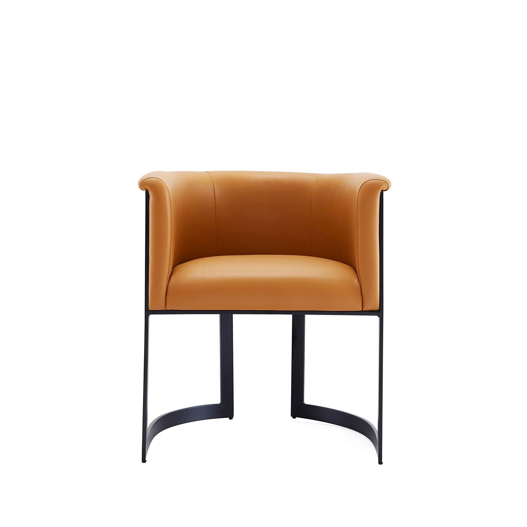 Front. Manhattan Comfort - Corso Modern Metal Vegan Leather Dining Chair - Camel.