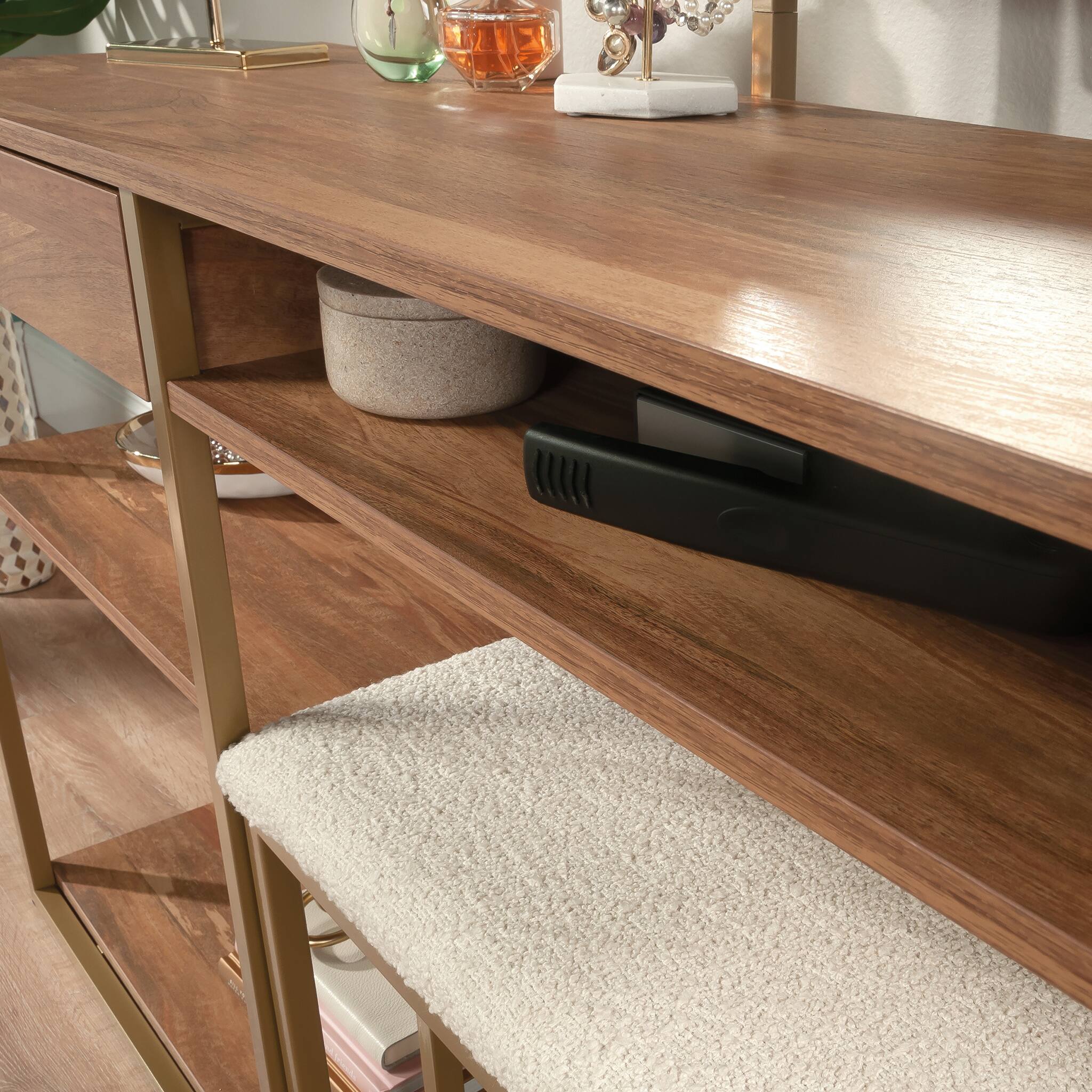 Alt View 4. Spaco - Spaco Vanity Cabinet with Chic Storage Organizer, Drawer Open Shelf and Metal Frame, for Bedroom - Brown.