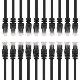GEARit - Cat5e Ethernet Patch Cable - Snagless RJ45, Stranded, 350Mhz, UTP, Pure Bare Copper Wire, 24AWG - 10ft x 20 Pack - Black