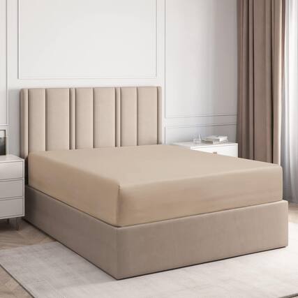 Front. CGK Linens - Premium Fitted Sheet Ultra Soft & Breathable - Deep Pocket for 8"-16" Mattresses - Queen - Cream.