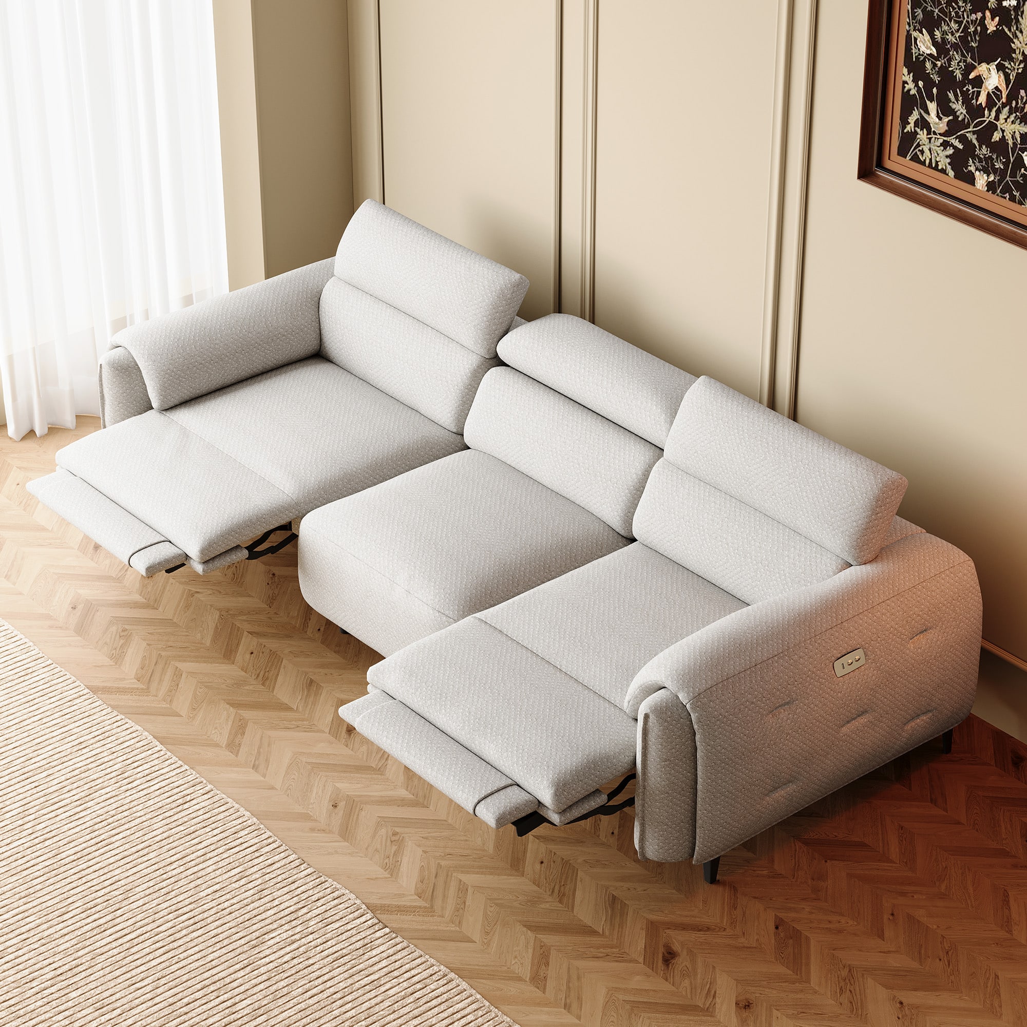 luck idea - 104.3" 2-Seat Electric Reclining Sofa | Home Theater Seats with Power Seat Adjustment - Gray