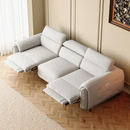 Front. luck idea - 104.3" 2-Seat Electric Reclining Sofa | Home Theater Seats with Power Seat Adjustment - Gray.