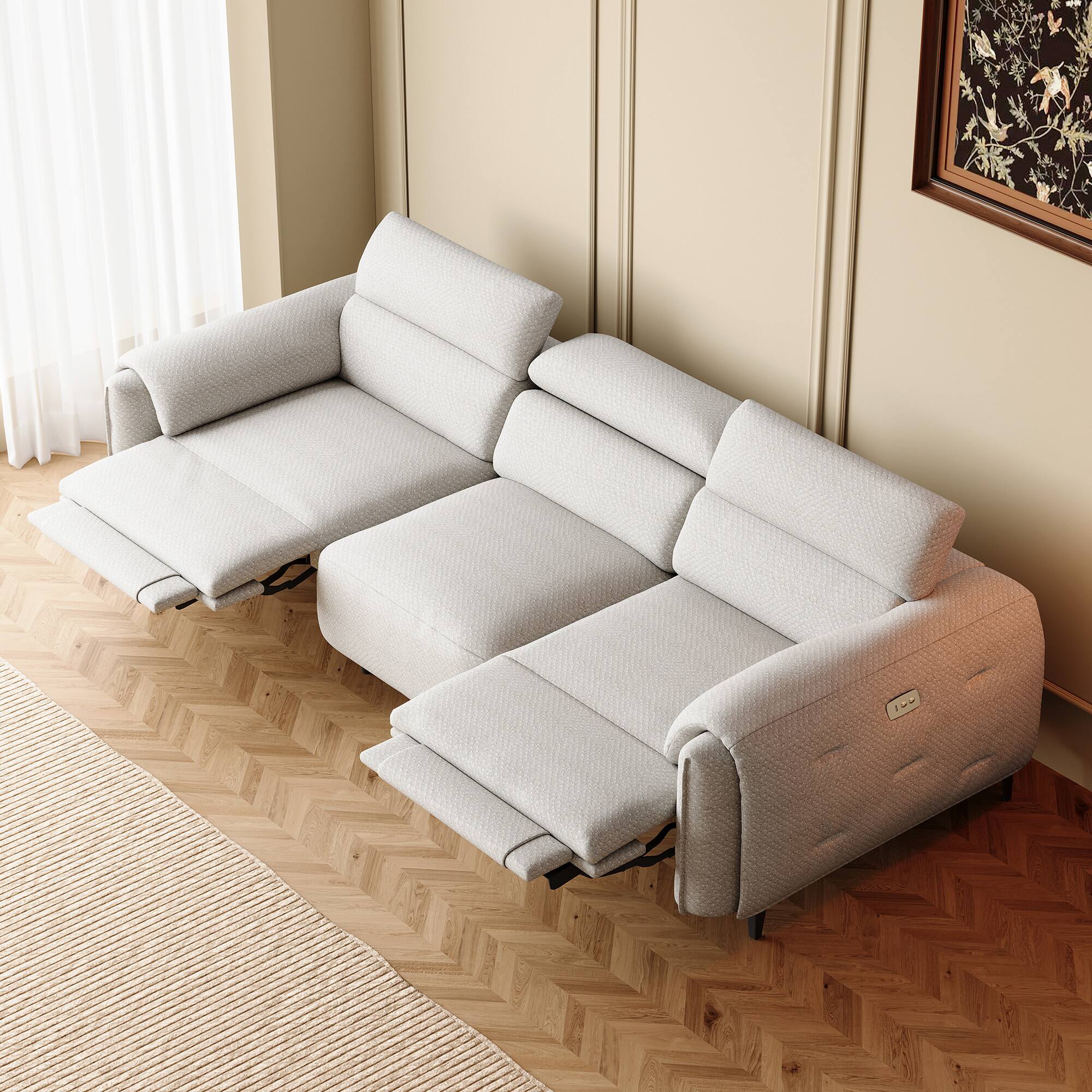luck idea - 104.3" 2-Seat Electric Reclining Sofa | Home Theater Seats with Power Seat Adjustment - Gray