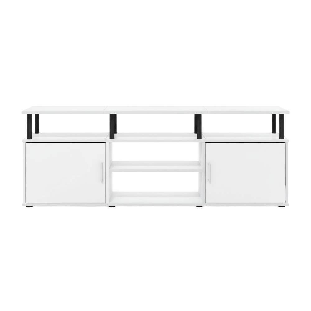 Alt View 3. FurniFact - Wood TV Stand for 70 Inch Screens in White and Black with Modern Design - White.