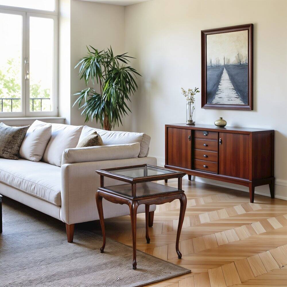 Alt View 1. Starlight Canyon Home - Dark Brown Shadow Box Coffee Table with Glass Top and Display Storage - Dark Brown.