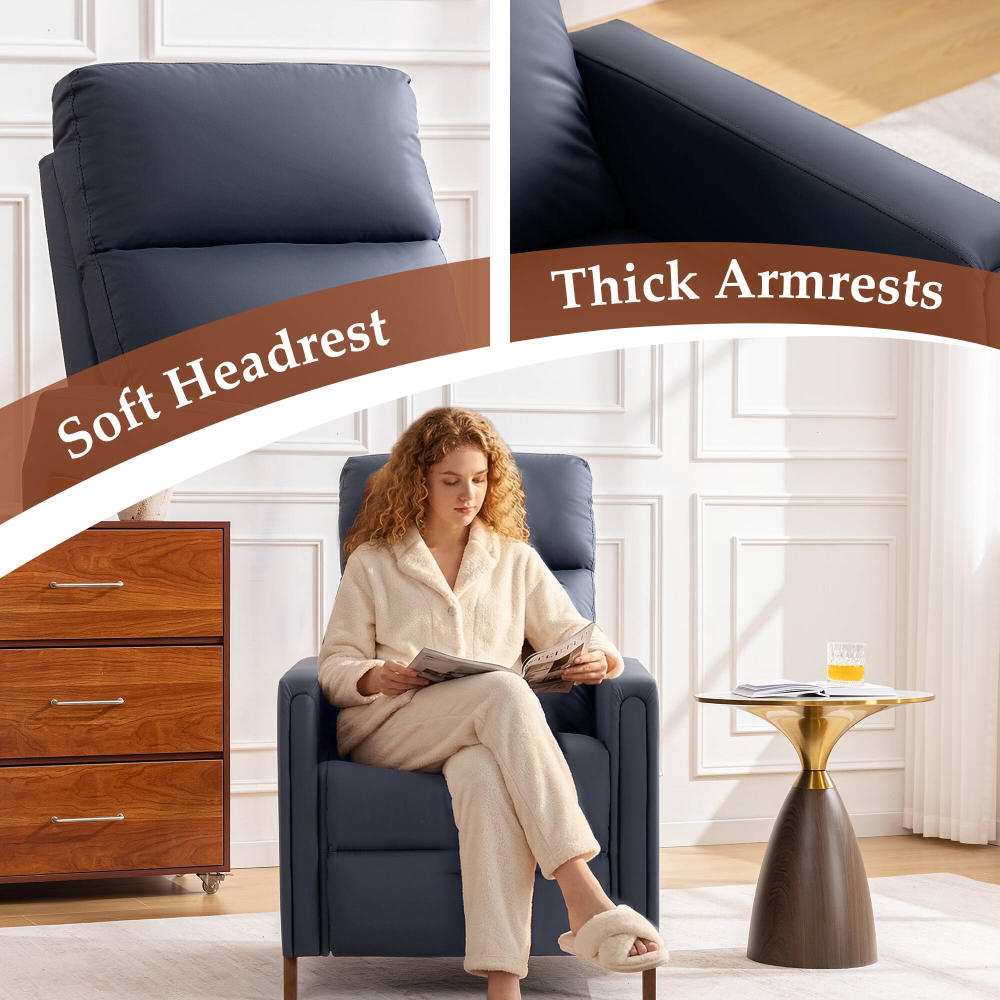 Soft Headrest  
Thick Armrests