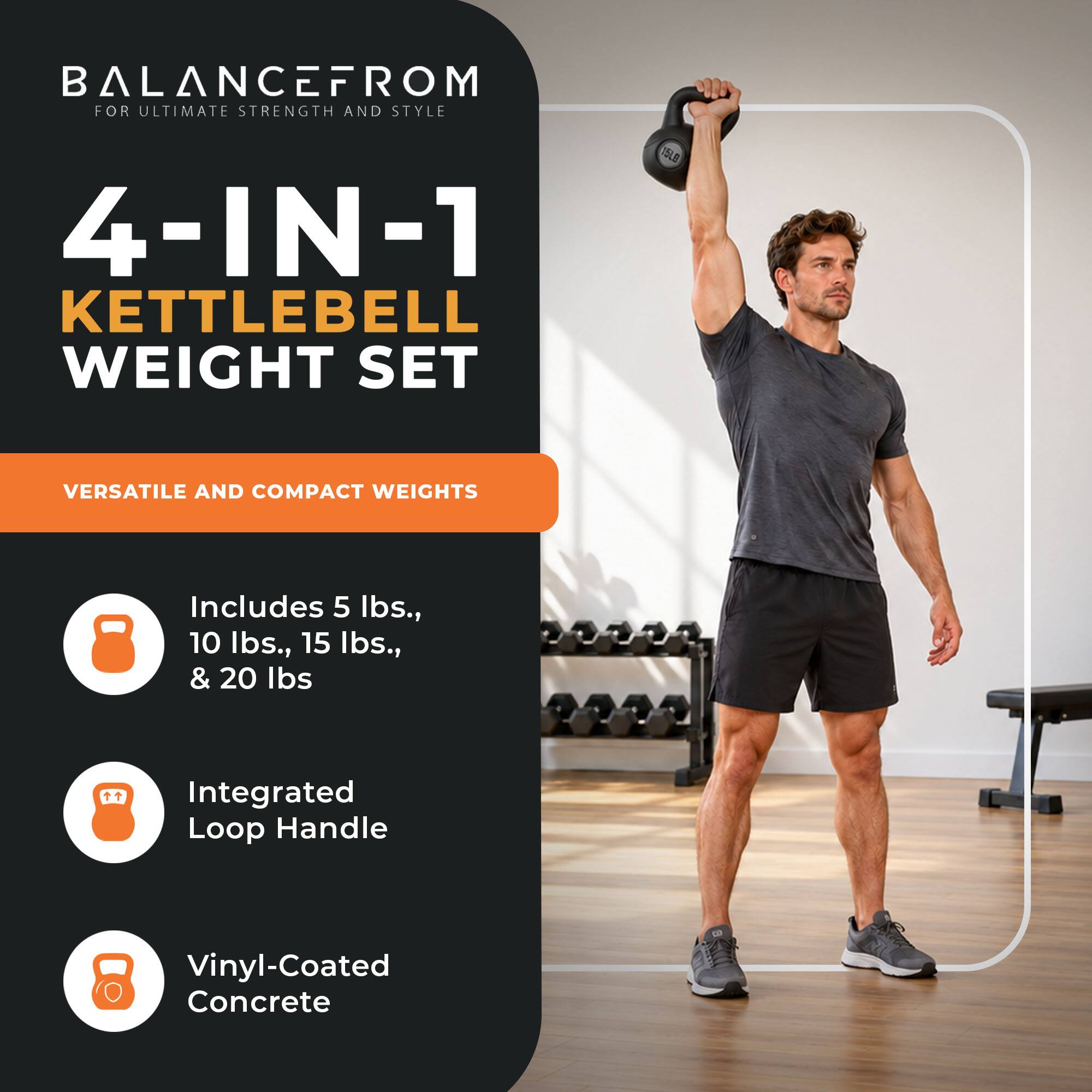BalanceFrom Fitness BalanceFrom Cement Filled Kettlebell Exercise ...