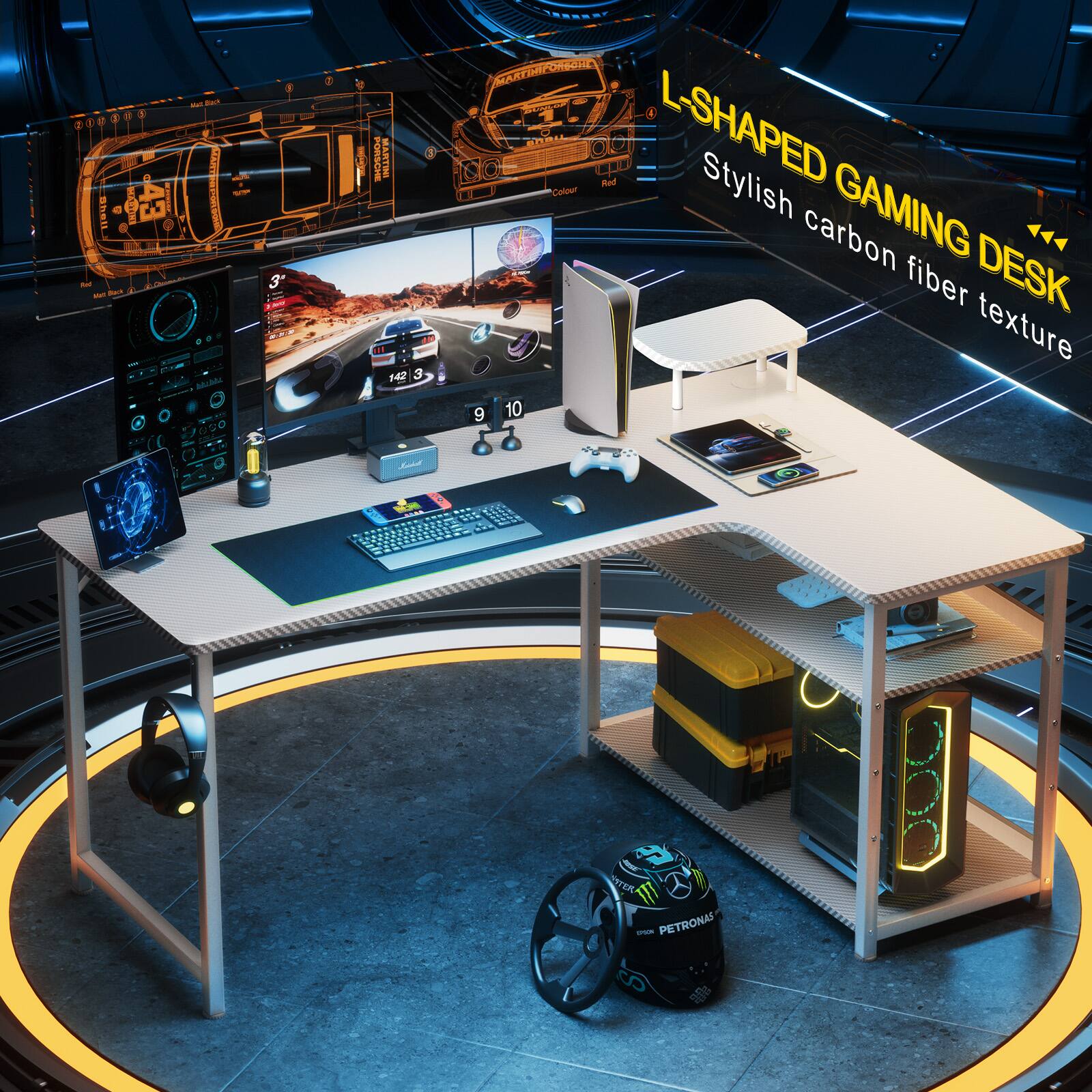 L-SHAPED GAMING DESK
Stylish carbon fiber texture