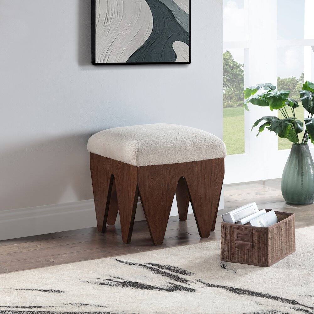 Alt View 1. Meridian Furniture - Altair Beige Velour Fur Fabric Bench - Beige.