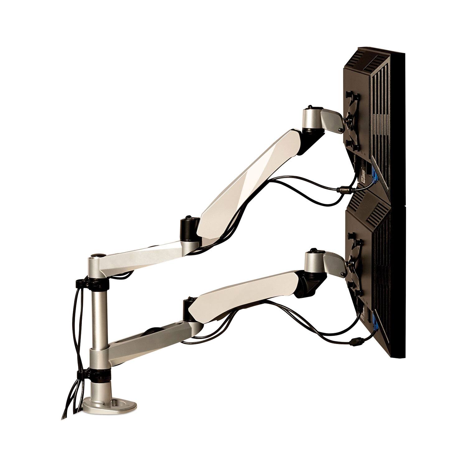 Alt View 3. 3M - MA265S Easy-Adjust Desk Dual Arm Mount for 27 in. Monitors - Silver.