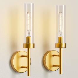 E.P. Light - Set of 2 Modern Wall Sconces with Glass Lampshade - Yellow Gold
