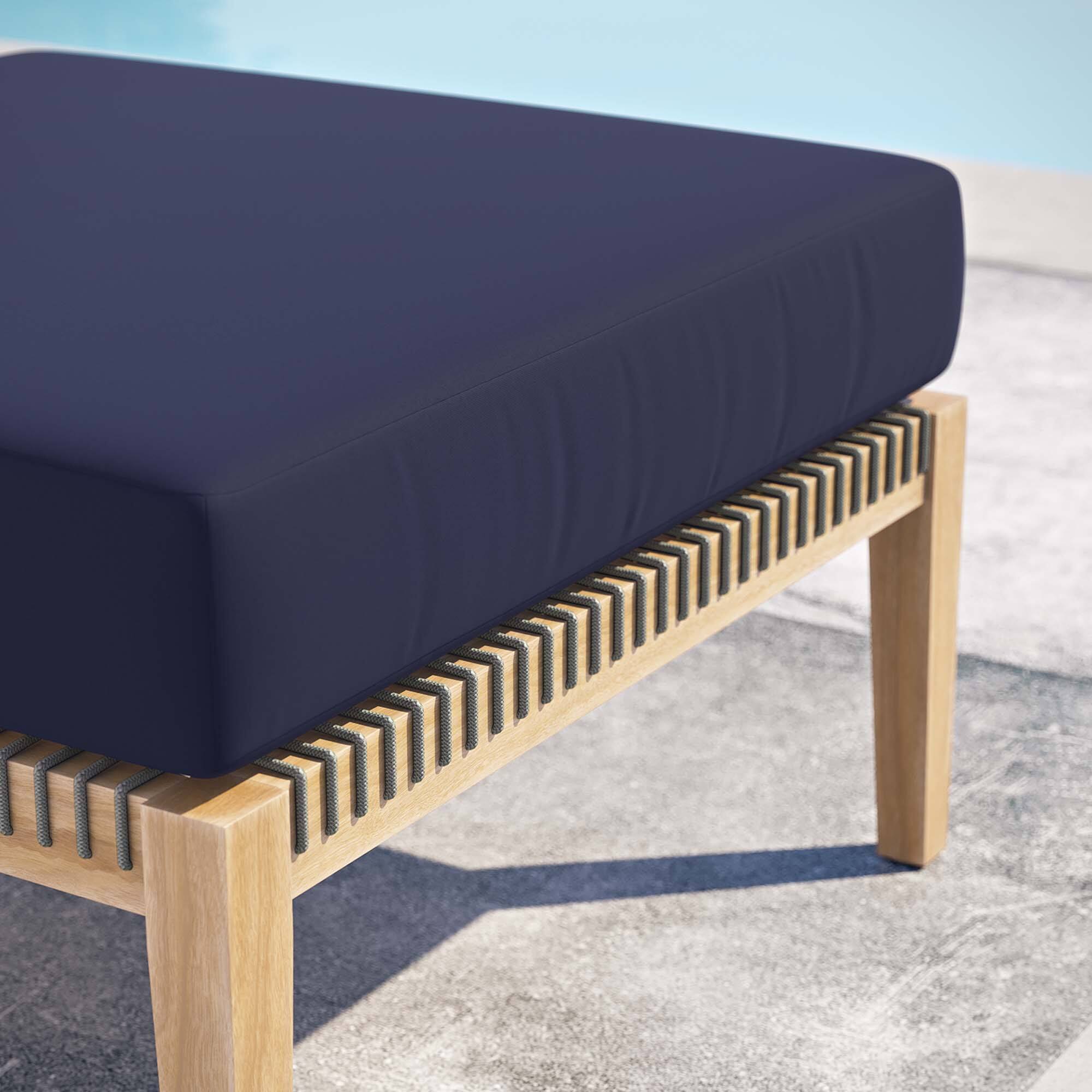 Back. Modway - Clearwater Outdoor Patio Teak Wood Ottoman by Modway - Gray Navy.