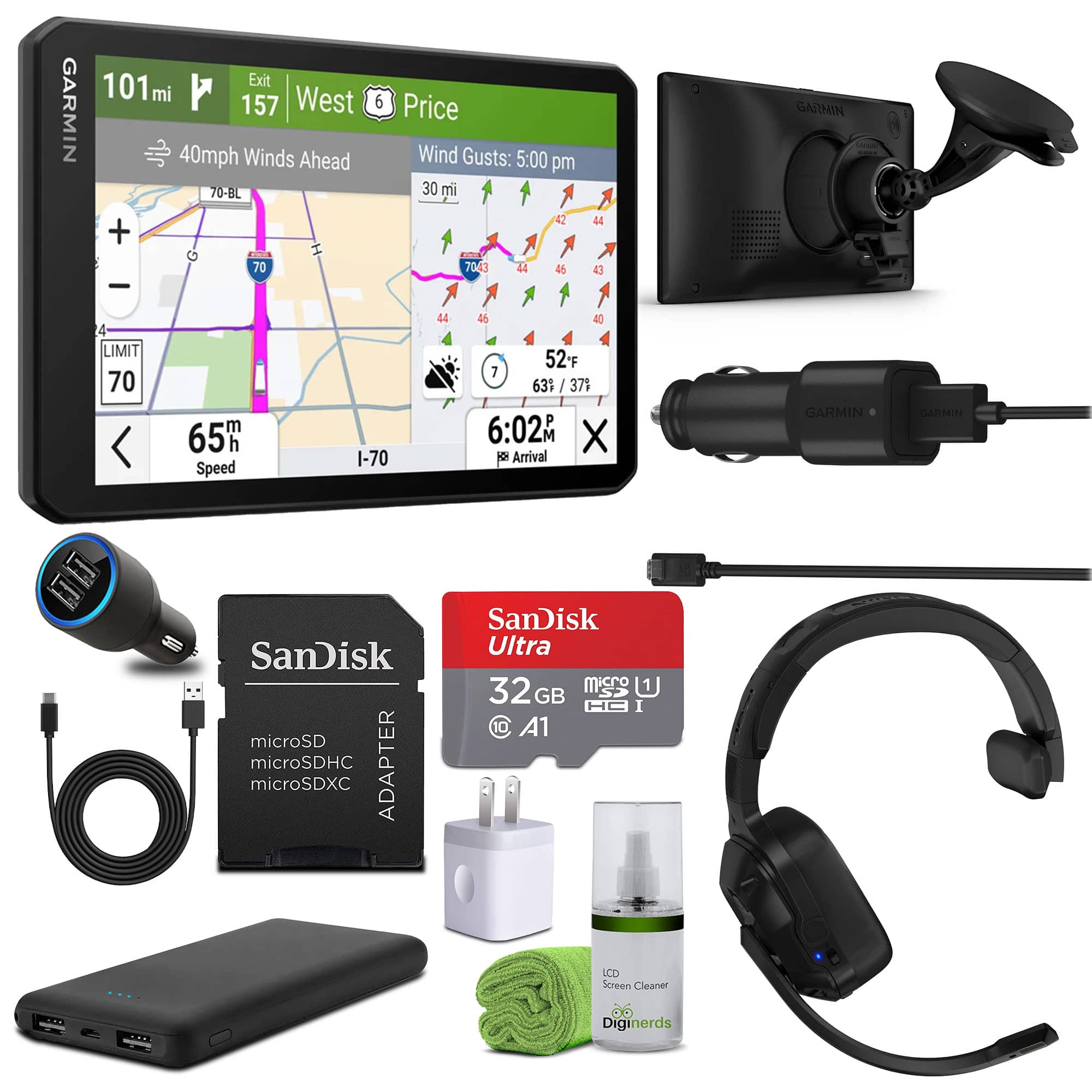 Garmin - dezl OTR720, Large, Easy-to-Read 7” GPS Truck Navigator Bundle - Black