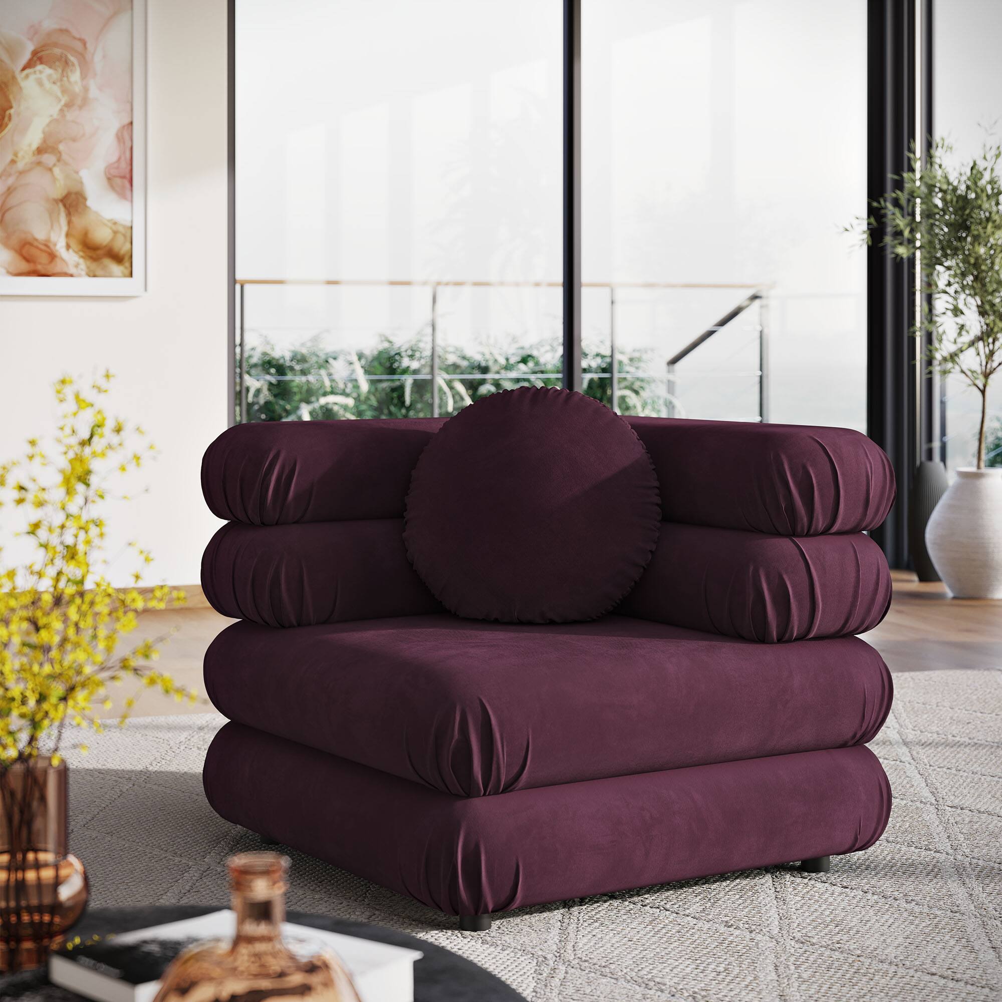 Alt View 4. Modway - Jubilee Modular Performance Velvet Corner Chair by Modway - Mulberry.
