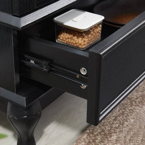 Alt View 3. LUCKY ONE - 25.98in Freestanding Lighted Curio Cabinet with Drawer and Adjustable Shelves for Wine Collectibles - Black.