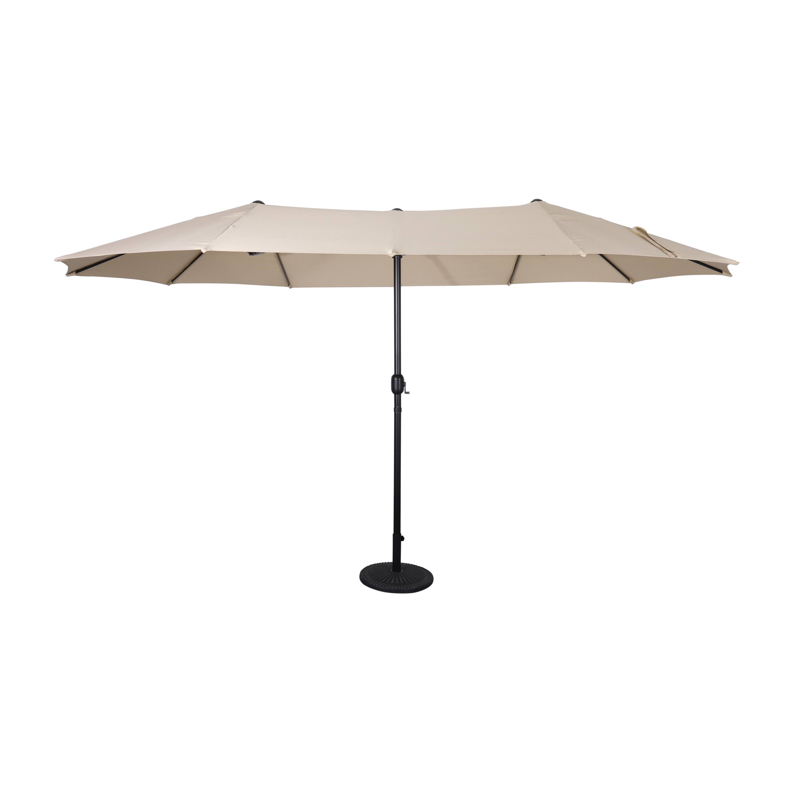 Angle. Flash Furniture - Elizabeth Commercial Grade 15 FT Triple Head Patio Umbrella with Crank and Easy Lift Functionality in Tan - Tan.