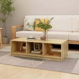 Boyel Living - 19.7 x 43.3 x 13.4 in. Coffee Table Natural Pine Solid Pinewood Medium Side Table - Beige