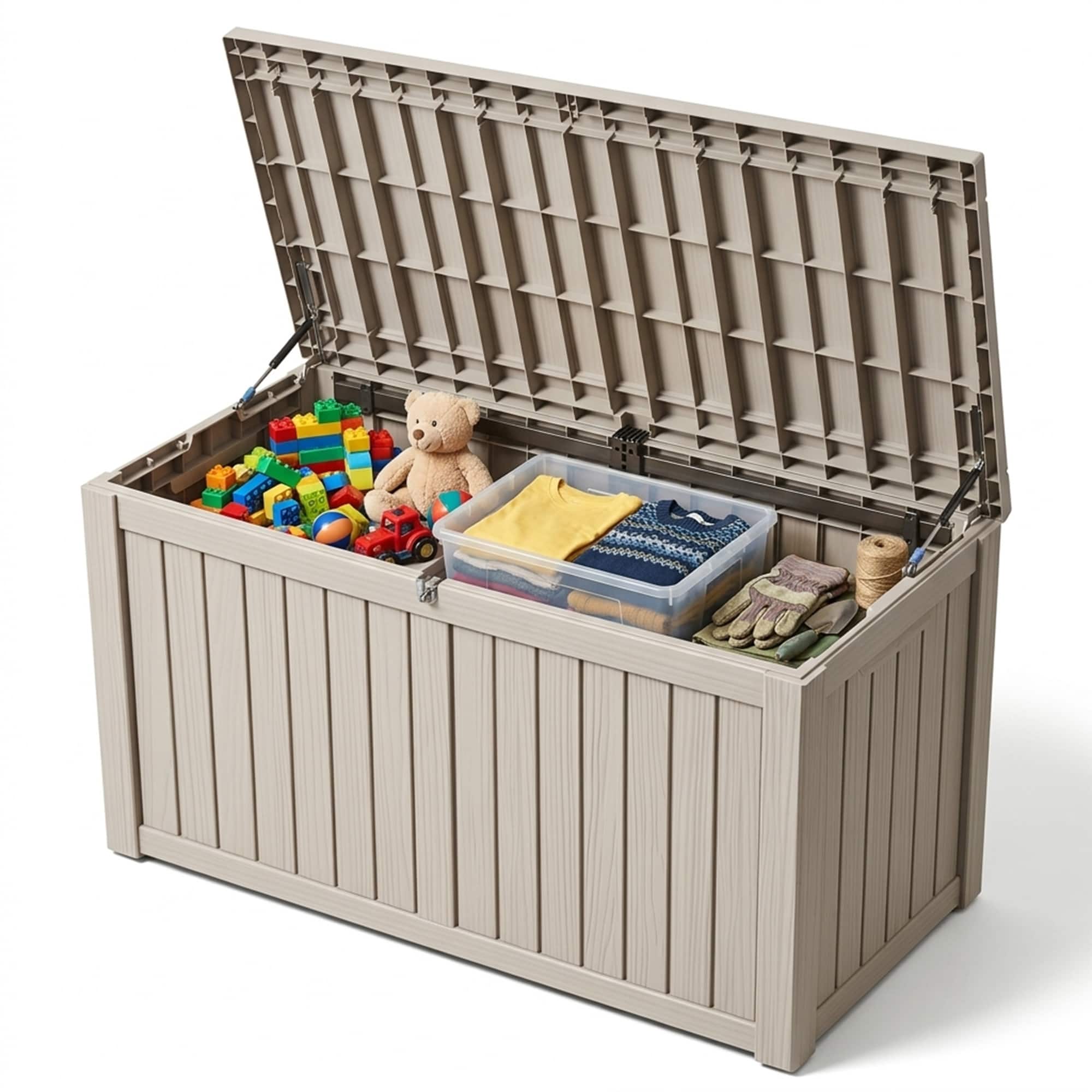 Yardgrace - 190 Gal. Resin Deck Box Outdoor Waterproof Storage Lockable UV Resistant for Patio Furniture Garden Tools Pool Supplies - Brown