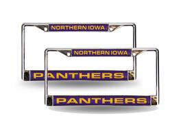 Rico Industries - Northern Iowa Panthers Chrome Metal Laser License Plate Frame - Set of Two Frames - Multi