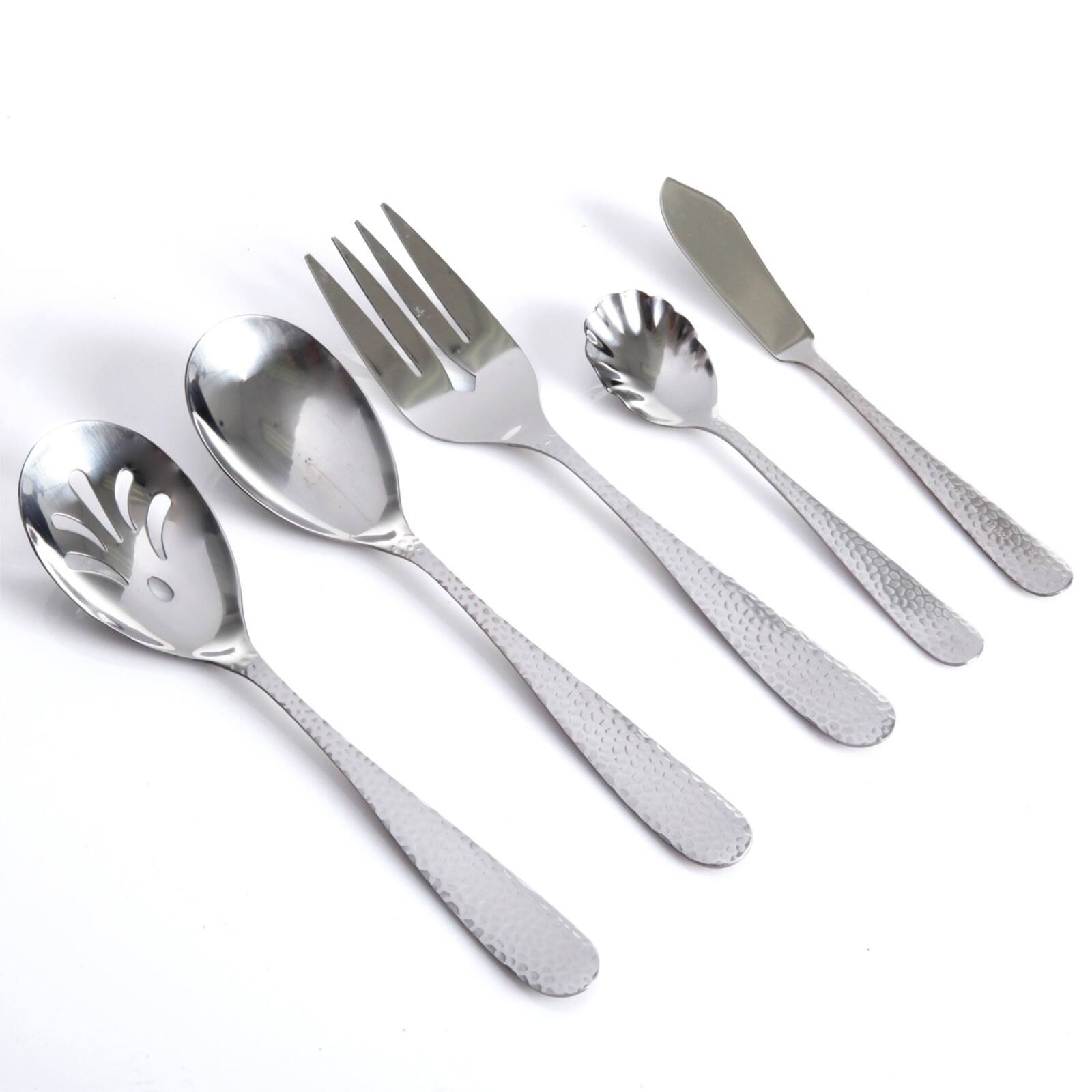 Alt View 5. Gibson - Gibson Home Hammered 46 Piece Flatware Set with Wire Caddy - Silver.