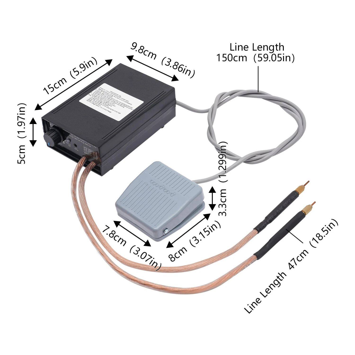 - Width: 5 cm (1.97 in)
- Height: 9.8 cm (3.86 in)
- Depth: 15 cm (5.9 in)
- Line Length: 150 cm (59.05 in)
- Width: 7.8 cm (3.07 in)
- Height: 8 cm (3.15 in)
- Depth: 3.3 cm (1.299 in)
- Line Length: 47 cm (18.5 in)