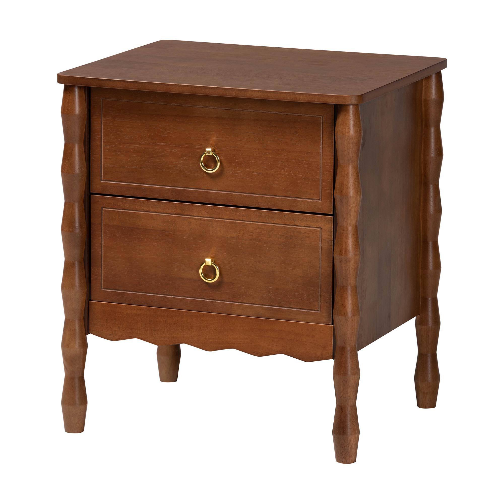 Back. Baxton Studio - Seamus 4-Piece Bedroom Set with 2 Nightstands, Queen - Walnut Brown.