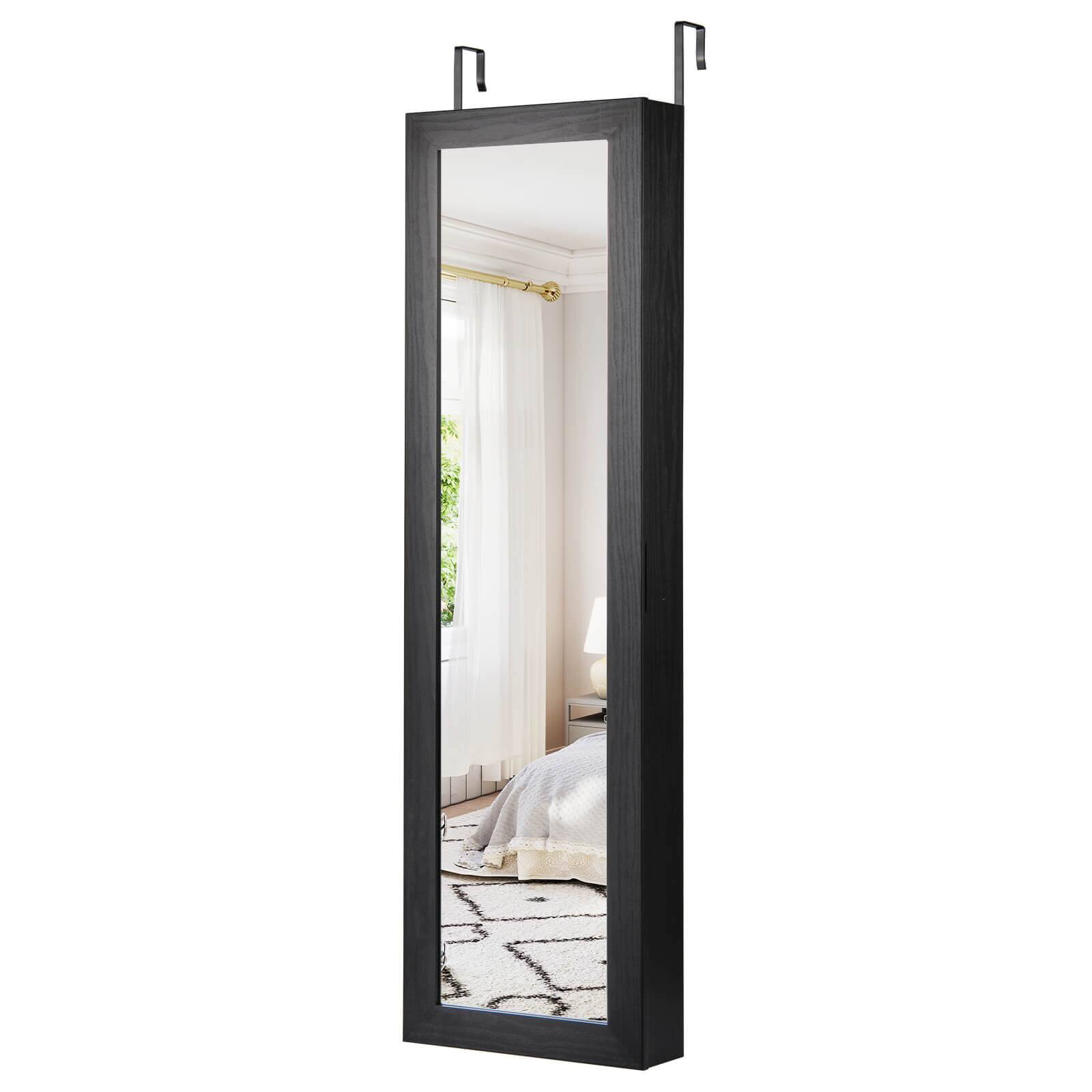 Alt View 9. Costway - Costway Jewelry Cabinet Wall or Door Mounted Jewelry Armoire with Full-Length Mirror - Black.