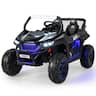 Costway - 12V 2-Seater Kids Ride On UTV RC Electric Vehicle Suspension with Lights & Music - Black