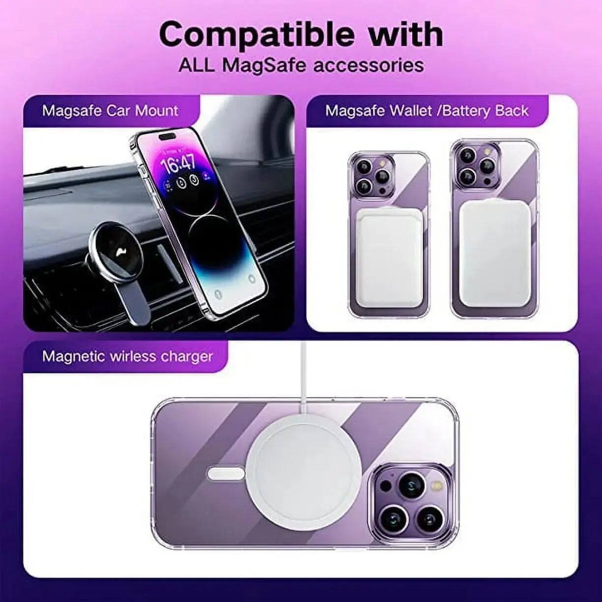 Compatible with ALL MagSafe accessories

- MagSafe Car Mount
- MagSafe Wallet / Battery Back
- Magnetic wireless charger