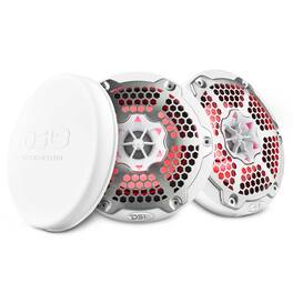 DS18 Audio - NXL 6.5" 2-way Coaxial Speaker with RGB LED Lights, Built-in Driver and Grille (Pair), 100W RMS 4-Ohm - White