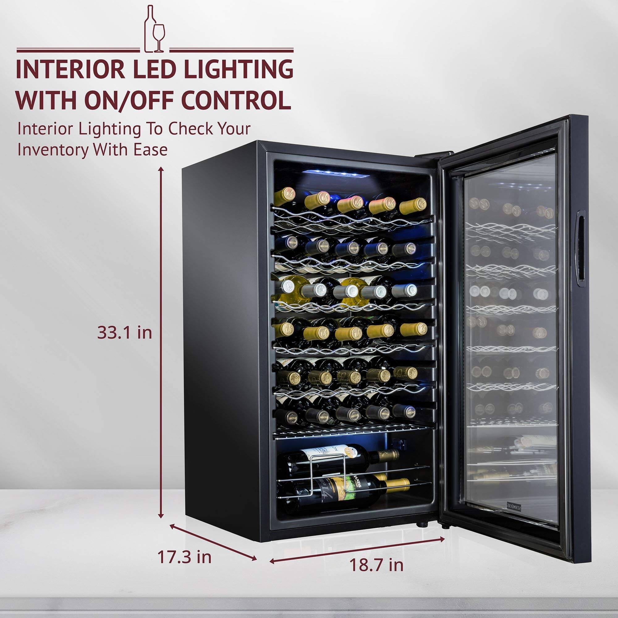INTERIOR LED LIGHTING WITH ON/OFF CONTROL  
Interior Lighting To Check Your Inventory With Ease  

33.1 in  
17.3 in  
18.7 in