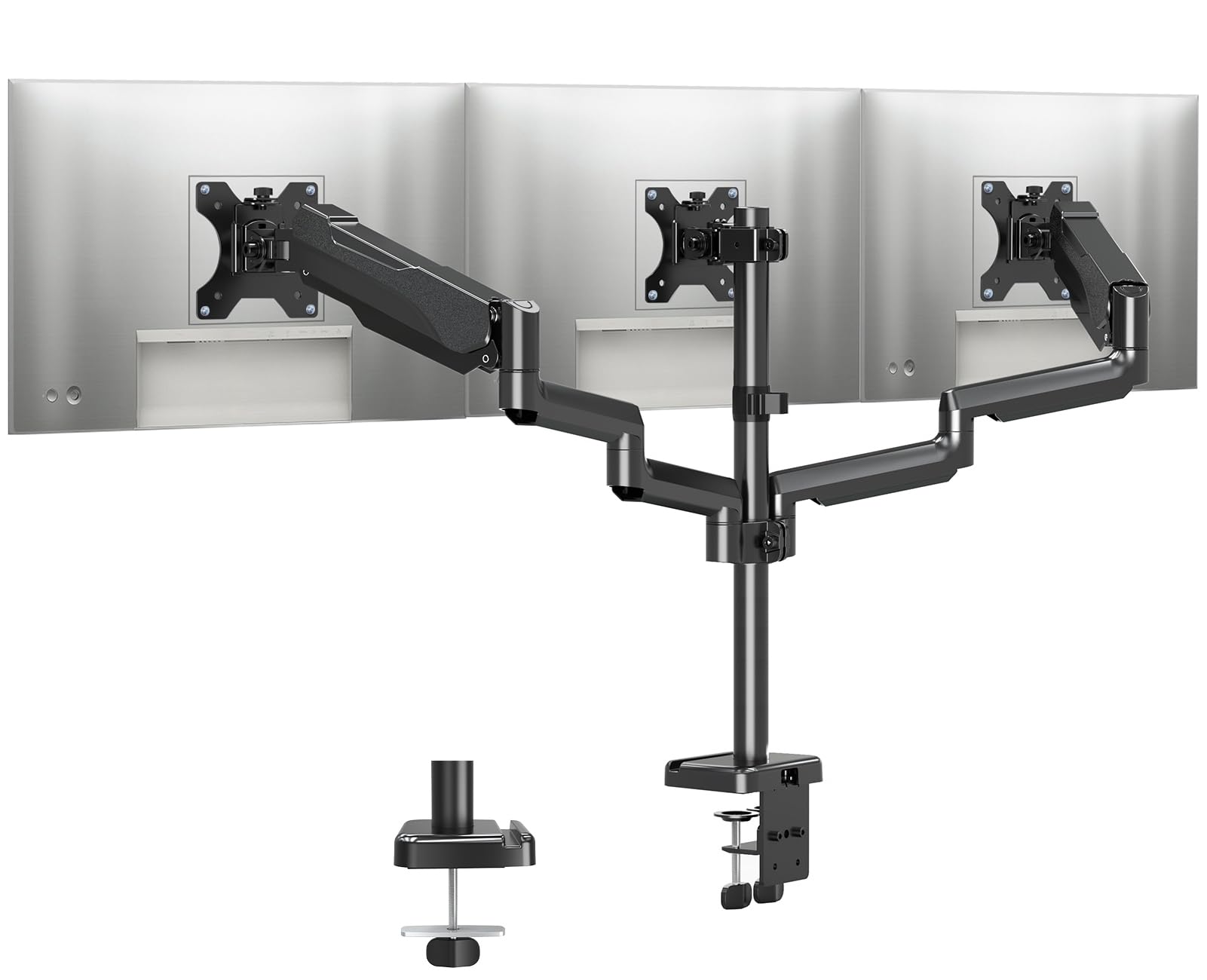 Cedar Assembly - Triple Monitor Stand Mount 3 Monitors Desk For Computer Screens Up To Arm With Gas Spring Heavy Duty Each - Black