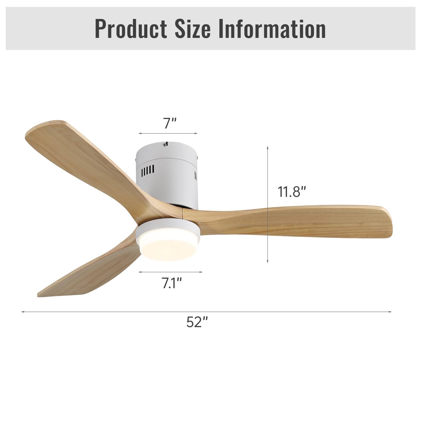 Product Size Information

- Diameter: 52"
- Blade Length: 7"
- Blade Width: 7.1"
- Height: 11.8"