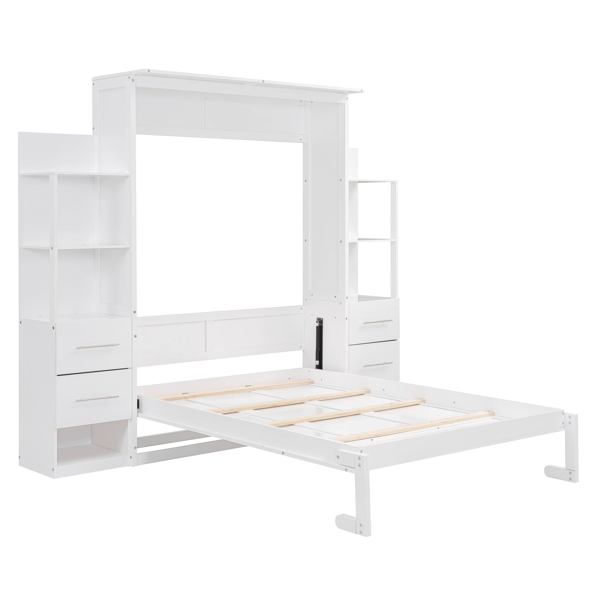 Alt View 2. Tiramisubest - Full Size Murphy Wall Bed, White, MDF+LVL, 80x79x84 inches, 284 lbs, Space-saving - White.