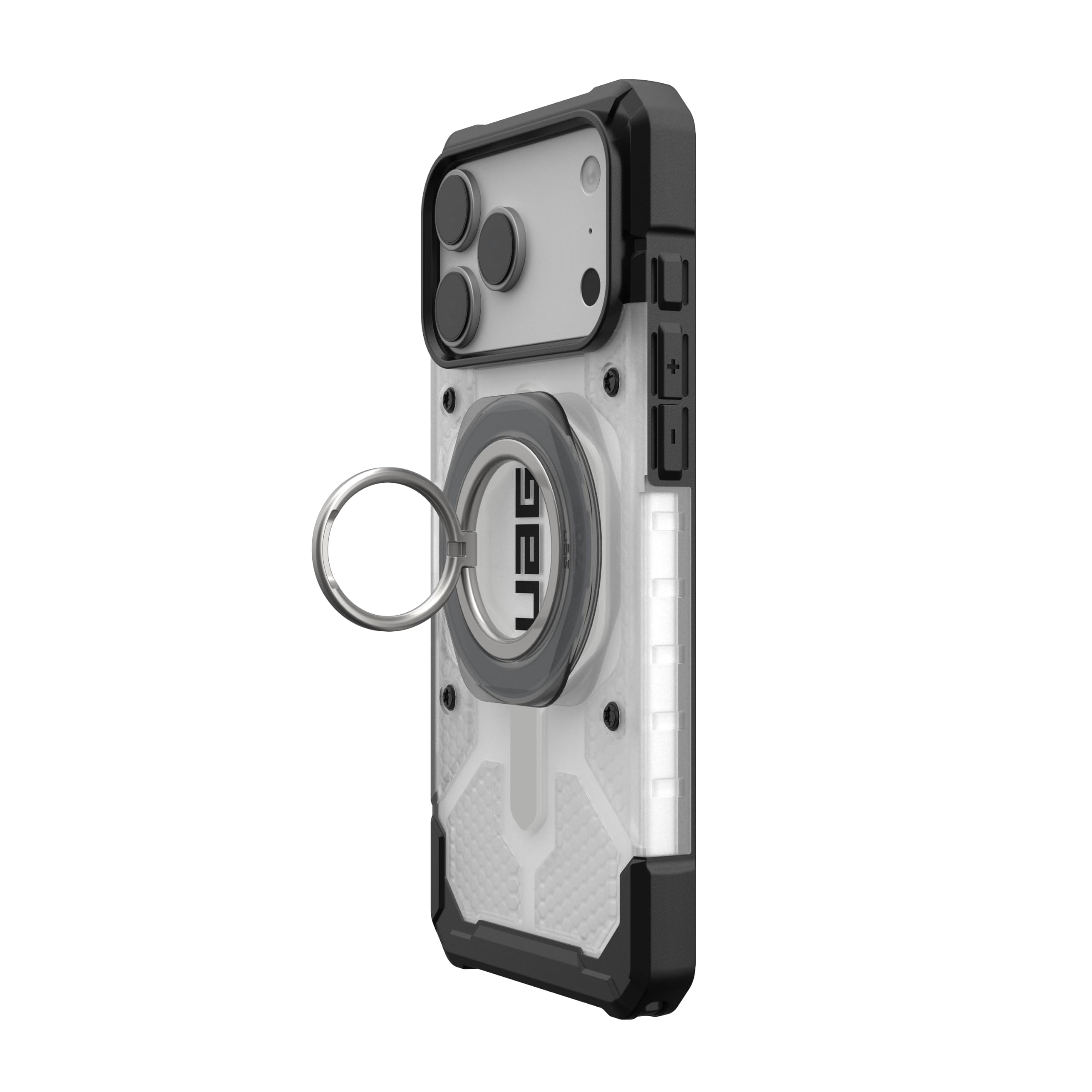 Alt View 4. UAG - Mag Ring Stand LT, Ultra Strong Magnet w/ Multi-Viewing Kickstand, Universal MagSafe Phone Grip & Stand - Transparent Smoke.