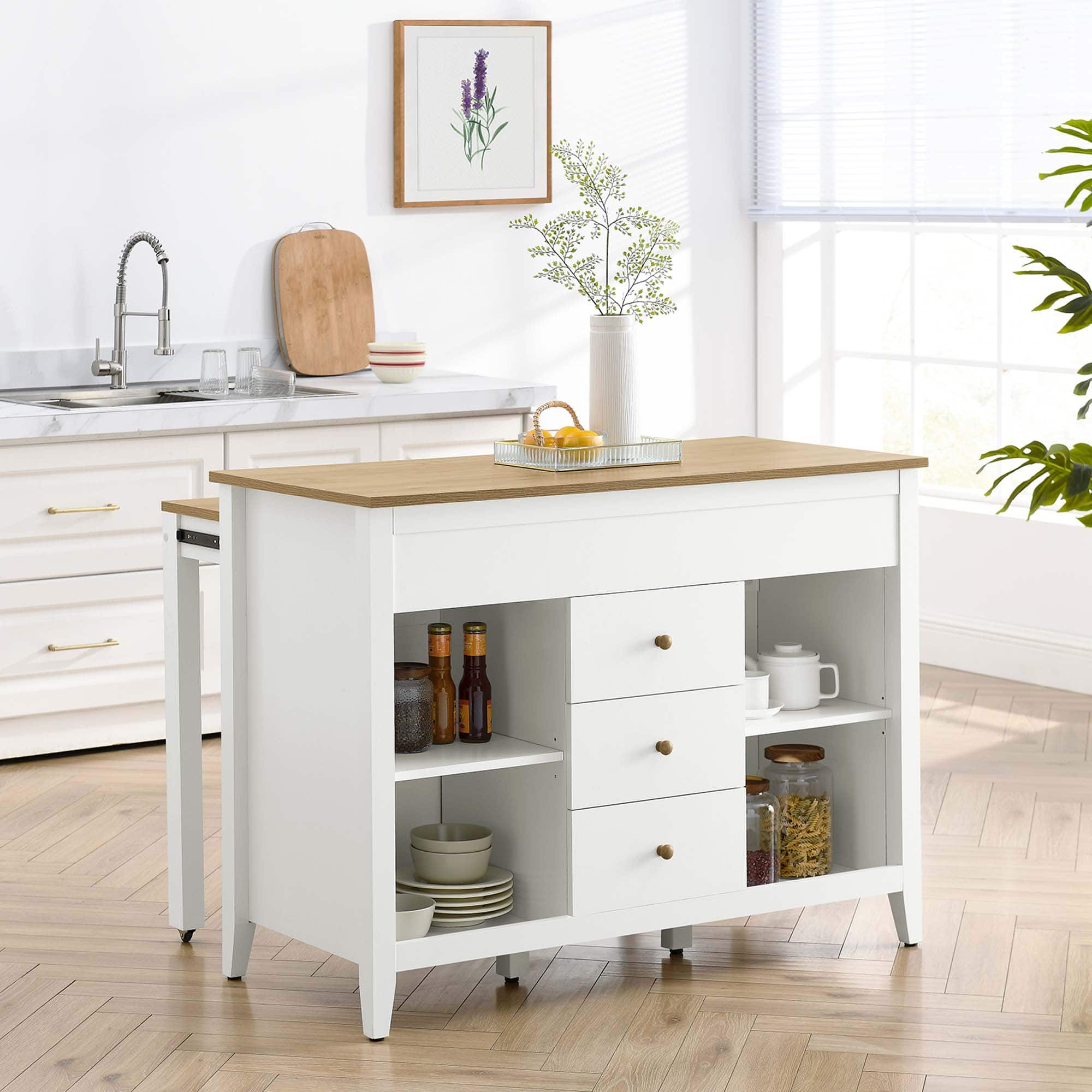 Farmstead Kitchen Island by Modway - Oak White
