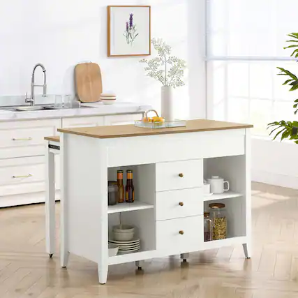 Front. Modway - Farmstead Kitchen Island by Modway - Oak White.