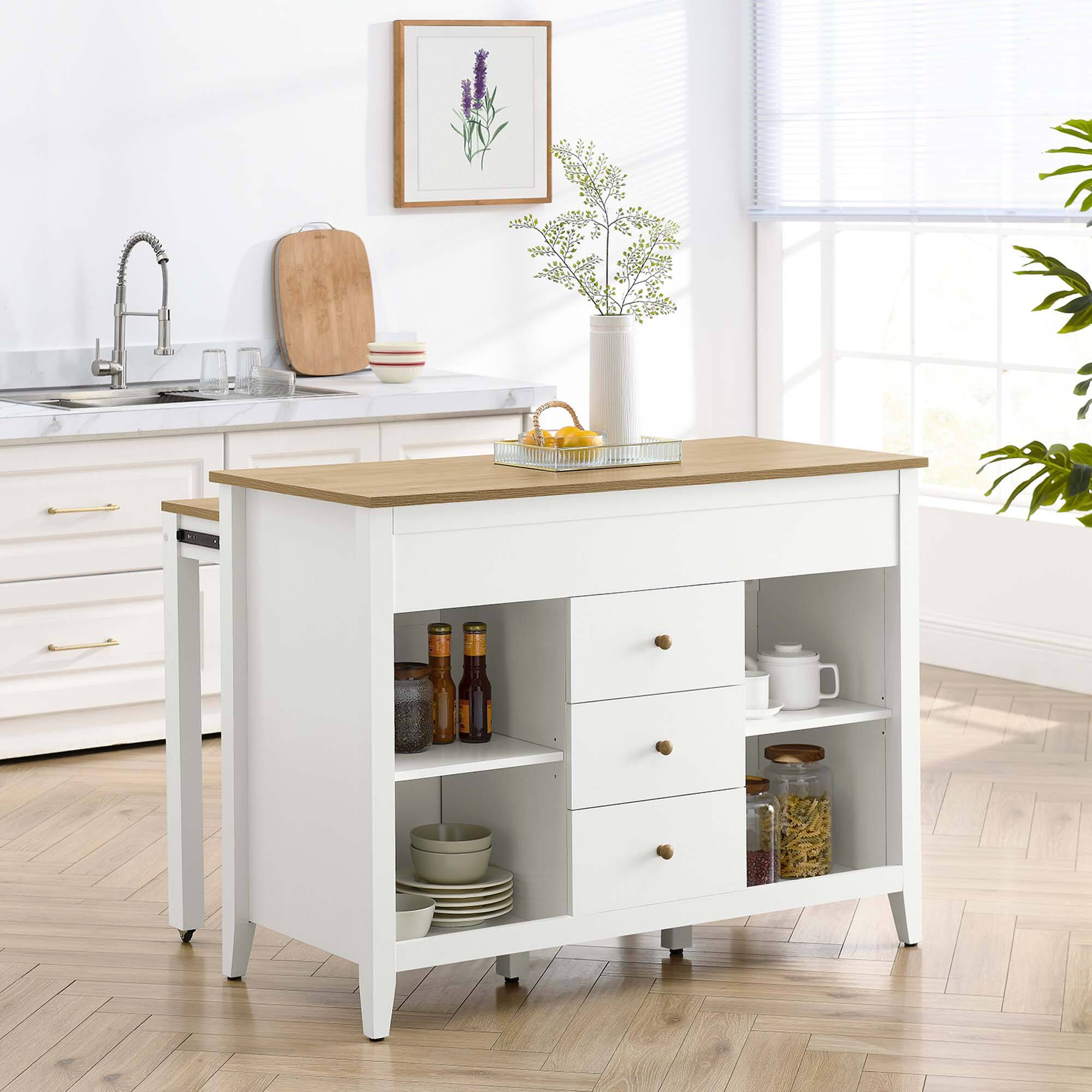 Front. Modway - Farmstead Kitchen Island by Modway - Oak White.
