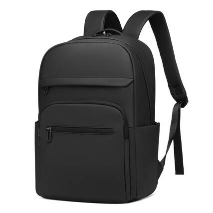 Front. Unique Bargains - 16" Laptop Backpack for Men Women, Travel w/Anti-Theft Pocket, Lightweight Water-Resistant TSA Approved - Black.
