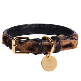 PoisePup - Genuine Leather Dog Collar - Handmade, Adjustable & Soft - Leopard