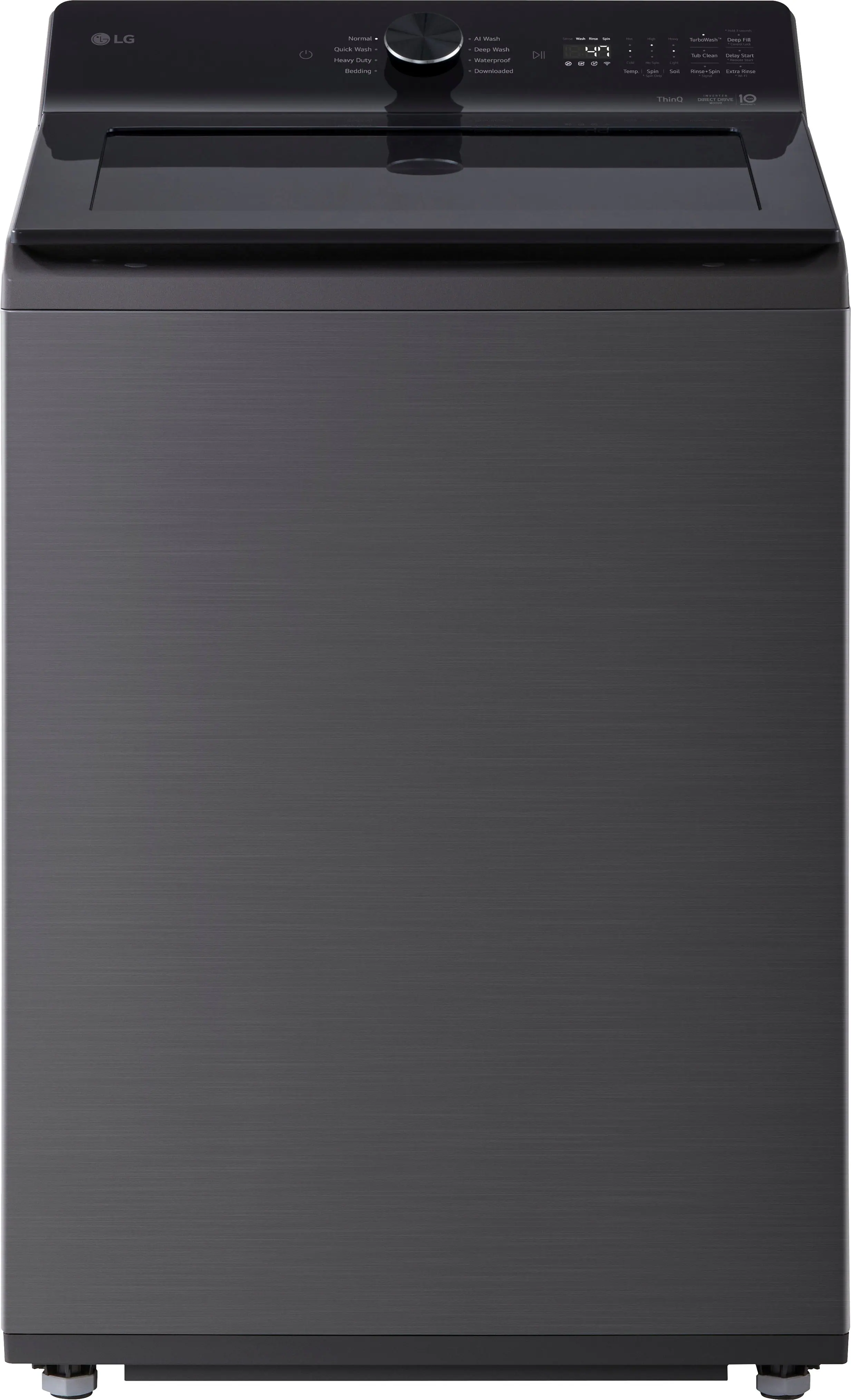 LG - 4.8 Cu. Ft. High-Efficiency Smart Top Load Washer with EasyUnload - Platinum Black