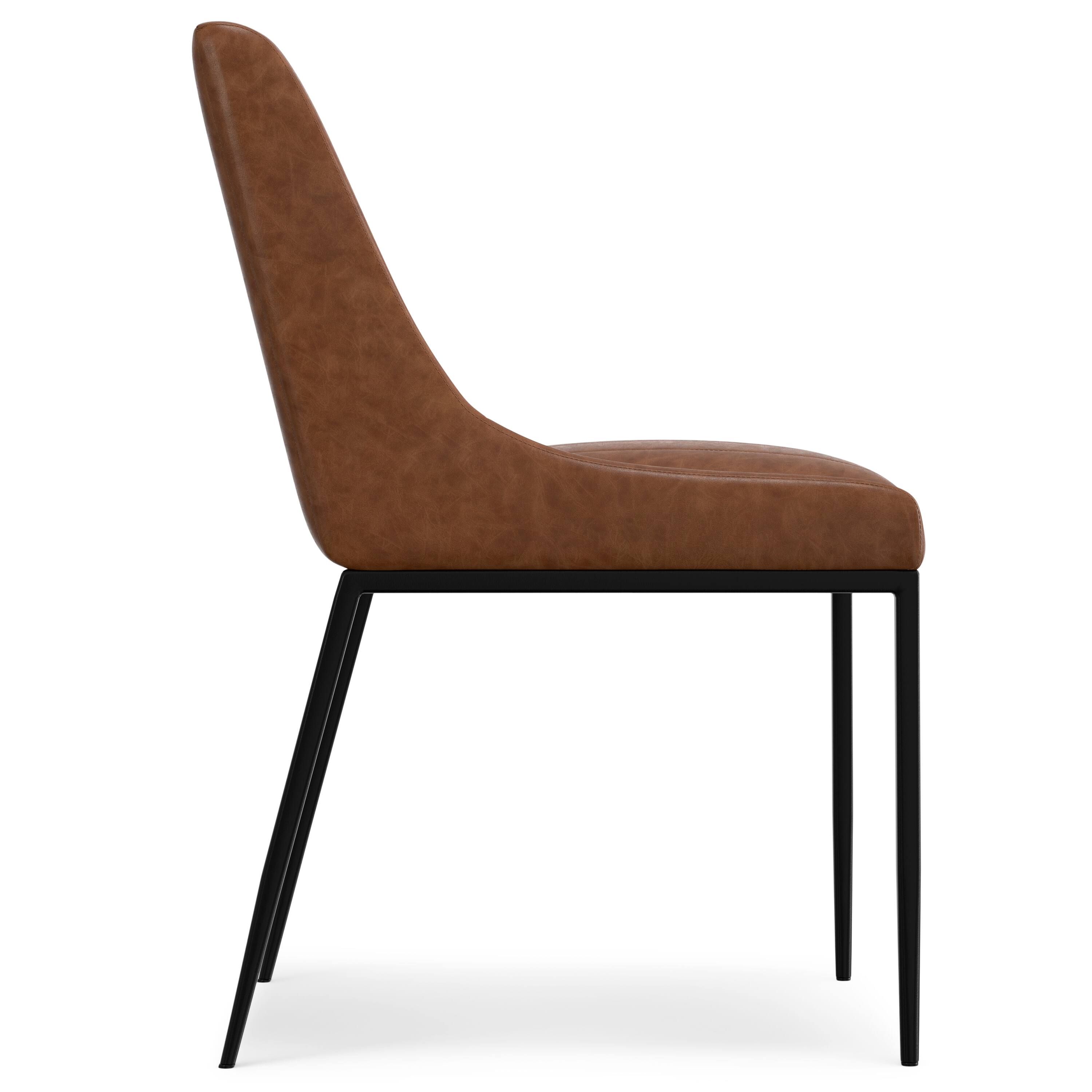 Alt View 1. Simpli Home - Melody Dining Chair (Set of 2) in Distressed Tan Vegan Faux Leather - Distressed Tan.