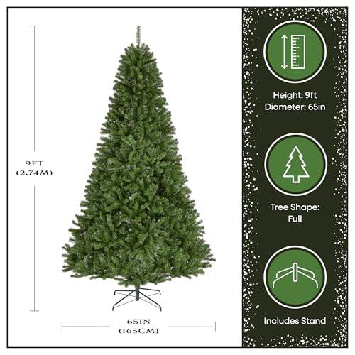 Height: 9ft (2.74m)  
Diameter: 65in (165cm)  
Tree Shape: Full  
Includes Stand